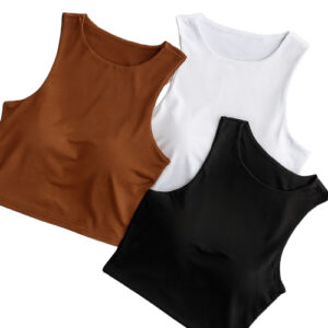 Kit 3 Croppeds Femininos | Preto Branco Marrom | Tecido Macio e Confortável | BlusaTop Casual